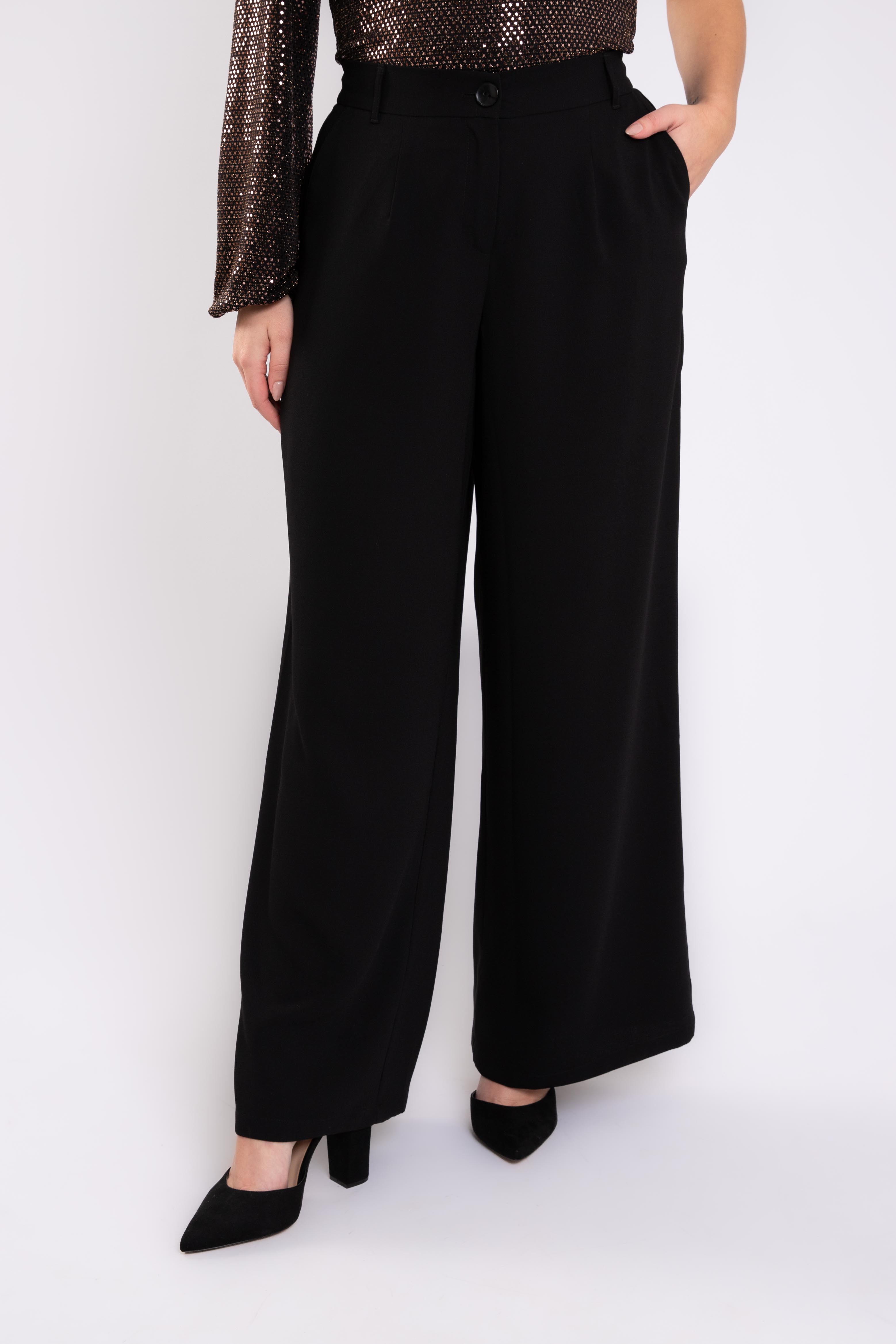 Canberra Verslijten berekenen Dames Pantalon met wijde pijpen Zwart | MS Mode